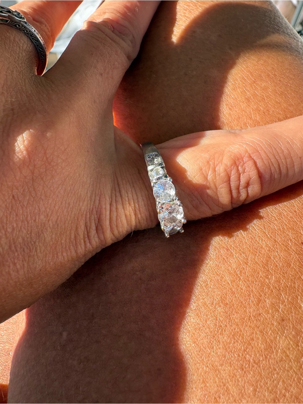 Sterling Silver Three-Stone Cubic Zirconia Ring - Silver